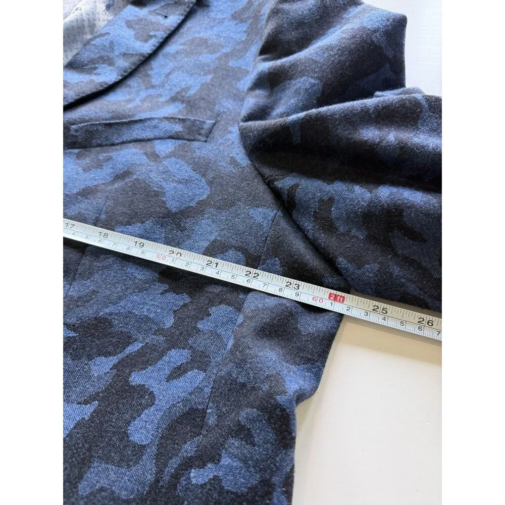 Robert Graham 44-46 Blue Camouflage Wool & Cashmere Blend Flannel Blazer 24X30